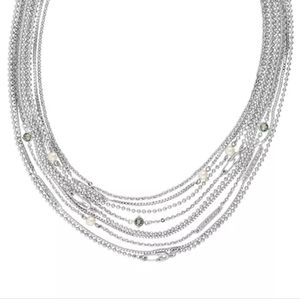 Karl Lagerfeld - Crystal, Pearl, & Safety Pin Multi-chain Necklace